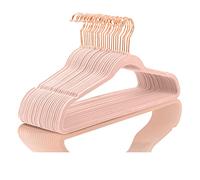 Perchas de Terciopelo prémium (Paquete de 30) Perchas de Terciopelo Antideslizantes de Alta Resistencia para Trajes, Color Rosa Rubor, Ganchos de Cobre y Oro Rosa, Perchas de Ropa Que ahorran Espacio