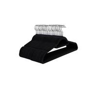SONGMICS Percha de Terciopelo, Juego de 50, Antideslizantes, con Barra Corbata y Gancho Negro, 0,6 cm Espesor, Ahorra Espacio, 43,5 cm Largo, Abrigo Pantalón, Negro Tinta y Plata CRF50B
