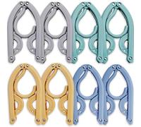Perchas de viaje plegables, 8 piezas de perchas plegables portátiles de tela, esenciales de viaje, perchas de plástico ligero para accesorios de viaje, percha azul para secar ropa y armario (color