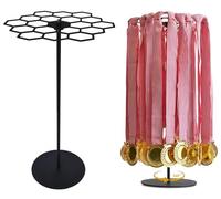 Perchas giratorias para medallas, soporte para medallas de mesa con más de 60 medallas, ideal para deportes, maratón, carreras, corredores, animación, gimnasia, fútbol, sóftbol, metal fácil de colgar