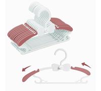 Perchas Infantiles Apilable 20pcs, Ajustable 28-37CM Perchero Apilables con Gancho de Mariposa, Hangers de plástico Antideslizantes, Ahorro de Espacio (Rojo & Blanco) Percha para Ropa de Unisex-Bebé