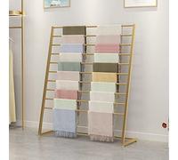 Perchas metálicas para hijabs, Expositor de pie Moderno para pañuelos, Ideal para Tiendas minoristas (Dorado, 60 x 40 x 145 cm).