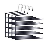 Perchas múltiples Relaxdays para Pantalones, Set de 4, 5 Barras, Antideslizantes, ahorran Espacio, 35 x 32 cm, Negro.