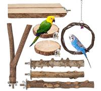Perchas Naturales para Pájaros, 8 Piezas Perchas para Periquitos de Madera Natural Juguetes Loros Accesorio para Jaula de Pájaros, Juguetes para Agapornis Canarios Cacatúas