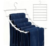 Perchas Pantalones Ahorra Espacio 1 Piezas Percha Pantalones Multiple Acero Inoxidable 6 en 1 Organizador de Armario Percha para Faldas, Bufandas, Vaqueros, Toallas, Cinturones y Corbatas
