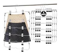 Perchas para faldas y pantalones con clips, perchas de 6 niveles para faldas que ahorran espacio, metal, organizador de armario antideslizante y almacenamiento para múltiples prendas y pantalones