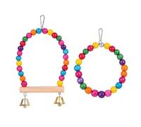 Perchas para pájaros para jaula, 2 piezas, columpio de cuentas de madera de | Juego de juguetes de columpio para pájaros, para periquitos, cacatú