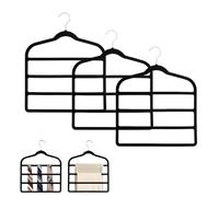 Perchas para pantalones, ahorro de espacio, paquete de 3, perchas antideslizantes para pantalones, perchas de terciopelo multibarra, organizador de armario para corbatas, pantalones, bufandas, toallas