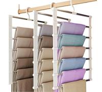 Perchas para pantalones que ahorran espacio, 3 unidades perchas para pantalones, ahorran espacio, 6 en 1, de acero inoxidable, resistentes, perchas para pantalones, vaqueros, ropa, toallas, sábanas