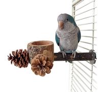 Perchas para Periquito, 2 en 1 Juguete de Madera para y Jaula para pájaros - Percha de hundimiento Periquito de Juguete, para alimentación y Entrenamiento de masticación Despertar para