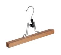 Perchas, Pinza para Pantalones, 10 Piezas, Madera de Loto, Natural, Lacado, Inserto de Fieltro, Pantalone, Falda, Gancho Giratorio 360°, 28 cm (7628BA/10)