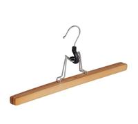 Perchas, Pinza para Pantalones, 20 Piezas, Madera de Loto, Natural, Lacado, Inserto de Fieltro, Pantalone, Falda, Gancho Giratorio 360°, 35 cm (7635BA/20)