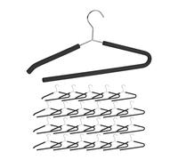 relaxdays 24 Perchas Ropa Antideslizantes, para Trajes, Pantalones, Metal y Goma Eva, 42,5 cm de Ancho, Negro