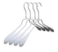 Perchas Ropa 5pcs Metal Dip Plastic Clothes Hanger Pants Clip Wide Shoulder Adult Non-Slip Seamless Drying Rack Wardrobe Storage Space Saving(White)