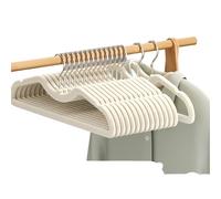 Perchas Ropa Flocking Hanger with Short Neck Non-Slip Traceless Anti-Shoulder Angle Narrow Home Wardrobe Space Saving(Off-White,10pcs)