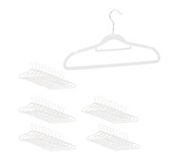 Relaxdays Perchas Ropa Antideslizantes con Corbatero, Metal-Terciopelo, Blanco, 22 x 41,5 x 0,3 cm, Hierro, 3 cm, Pack de 50 Unidades