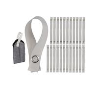 Perchas sin costura para textiles, paquete de 24, lazos de 150 x 12 mm, en gris, con cierre a presión, lengüetas de percha para paño de cocina, toalla, trapo, tela, artículos decorativos