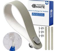 Perchas sin costura para textiles, paquete de 4, lazos de 150 x 12 mm, en gris, de cuero de PU, con cierre de pasador y botón, lengüetas de percha para paño de cocina, toalla de baño, tela