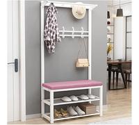 Perchero 4 en 1 con banco de zapatos y 12 ganchos: decora eficazmente tu entrada o sala de estar con elegantes soluciones de almacenamiento