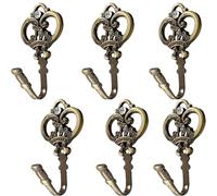 Perchero 6 Piezas Gancho Individual De Corona Pequeña Gancho Para Cortina Gancho De Metal Para Puerta Y Ventana Gancho De Pared Con Tornillos Adecuado Para Dormitorio Sala De Estar(Bronce 95mm)