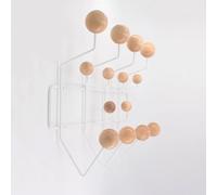 Perchero AILZCFX con bola de madera, 14 ganchos, perchero de pared, bolas de colores, para entrada, pasillo, dormitorio, cuarto de baño