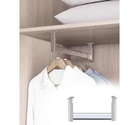 Perchero ajustable blanco para ahorrar espacio, soporte para barra de valet para colgar prendas, estante inferior, para el hogar, oficina y armario, organizador de 85 cm