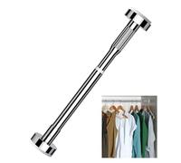 Perchero ajustable de acero inoxidable, sin necesidad de taladrar, diseño de ahorro de espacio, fácil instalación, extensible de 110 a 190 cm, ideal para colgar prendas (plata)