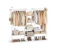 Perchero Armario Abierto 2 Barras Beige Natural y Blanco Mate