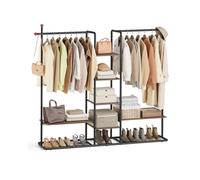 Perchero Armario Abierto 2 Barras Nogal Natural y Negro Tinta