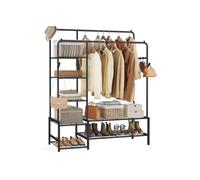 Perchero Armario Abierto con 7 Estantes Estructura de Metal Negro