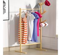 Perchero bambú madera natural 164x66x40cm 8 ganchos máx 34kg