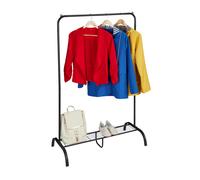 Relaxdays Burro de Ropa, Metal, Balda, Dormitorio, Barra para Perchas, 139 x 90 x 44 cm, Armario de Pie, Color Negro, Acero