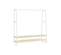 VASAGLE Perchero Burro, Perchero Recibidor con 2 Estantes, 6 Ganchos en Forma de S, Marco de Acero, 45 x 138 x 160 cm, para el Dormitorio, Beige Natural y Blanco Mate RGR119W09