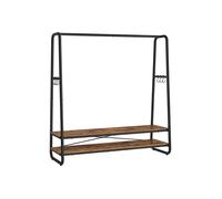 VASAGLE Perchero Burro, Perchero Recibidor con 2 Estantes, 6 Ganchos en Forma de S, Marco de Acero, 45 x 138 x 160 cm, para el Dormitorio, Marrón Rústico y Negro RGR119B01