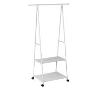 Perchero burro con barra extensible, estantería y zapatero | Organizador de ropa con ruedas y freno | Estructura metálica resistente y ligera | Diseño compacto para dormitorio, vestidor o entrada