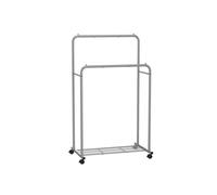 SONGMICS Perchero Burro, Burro de Ropa con Ruedas, Perchero de Metal, Barra Colgante de 92,5 cm de Ancho, con Estante, 2 Ruedas Bloqueables, Cada Barra Superior Soporta hasta 35 kg, Gris HSR026G01