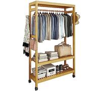 Perchero Burro de Bambú, Armario Abierto Madera Perchero de Pie con 4 Ruedas, Multifunción Vestidores Armarios Abiertos con Estante de Almacenamiento para Dormitorios