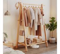 Perchero Burro de Bambú, Vestidores Armarios Abiertos, Madera Sólida Perchero con Ganchos, Multifunción Perchero de Pie para Recibidores Entrada Pasillo Salón, Blanco/80x40x150cm