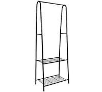 Perchero Burro de Ropa con Estante para Zapatos, Perchero Triangular de Tubos de Metal para Dormitorio, Armario con dos estantes inferiores,Metal Acero (Negro--⭐59.5*36.5*160cm)