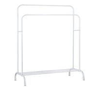 Perchero burro doble de metal con barras para colgar ropa y base inferior para zapatos o cajas | Estructura resistente, diseño compacto y moderno | Ideal para dormitorio, vestidor o lavandería