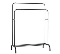 Perchero burro doble de metal con barras para colgar ropa y base inferior para zapatos o cajas | Estructura resistente, diseño compacto y moderno | Ideal para dormitorio, vestidor o lavandería