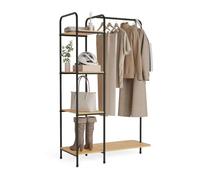 Perchero burro hangy wood 400 newlux negro hasta 35kg con zapatero, resistente, 4 estantes