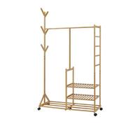 Perchero burro ikaalinen con estantes 6 perchas bambú 176x100x38 cm - natural [en.casa] 100 cm