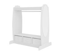 [en.casa] Perchero Burro Infantil Moskenes con 1 Barra Estante Superior 3 Cajas Plegables Extraíbles Armario para Ropa Clóset Dormitorio MDF Textil 107x95x61cm - Blanco