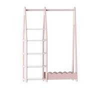 [en.casa] Perchero Burro Infantil Vestnes con Estantería Barra para Colgar y Compartimento Armario Abierto para Ropa Guardarropa Cuarto para Niños Algodón de Azúcar 114 x 77 x 30 cm - Rosa/Blanco