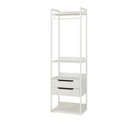 [en.casa] Perchero Burro Jässaatka de Estructura Metálica con Barra 4 Estantes 2 Cajones Diseño Moderno Burro Ropa con Compartimentos para Entrada Dormitorio 200 x 61 x 40 cm - Gris