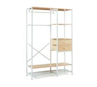 Perchero burro larem 180x120x40cm con 2 cajones - efecto roble [en.casa]