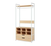 Perchero burro larem 180x84x40cm con 6 compartimentos - efecto roble [en.casa]