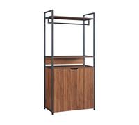 [en.casa] Perchero Burro Larem de Estructura Metálica con Barra y Estante Superior Burro Ropa con 1 Compartimento Abierto y 3 Cerrados Armario para Entrada MDF 180 x 84 x 40 cm - Efecto Nogal