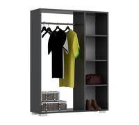 [en.casa] Perchero Burro con 1 Barra y 4 Compartimientos Armario para Ropa Clóset para Dormitorio Oficina Vestidor Aglomerado 126x90x30 cm - Antracita